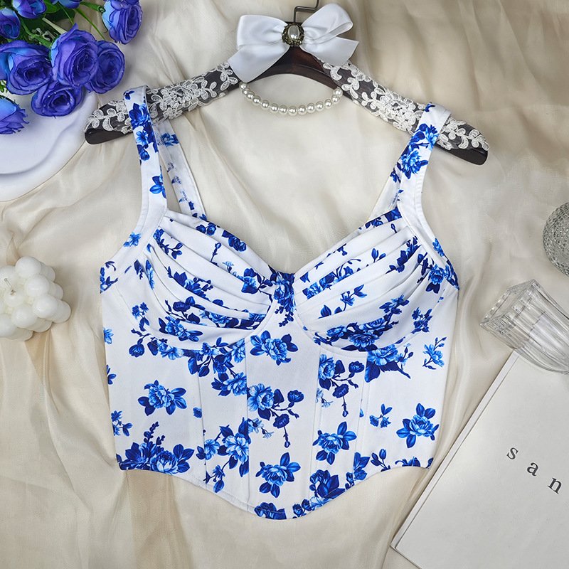 Sexy vest flower print slim fit new fishbone camisole top IMG_20250703_143443.jpg