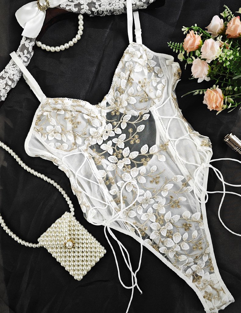 Mesh Embroidery Sexy Lace Transparent Backless Drawstring for Women 白色详情_04.jpg